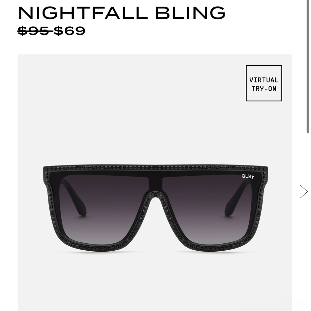 Quay NIGHTFALL BLING Rhinestone Black Sunglasses